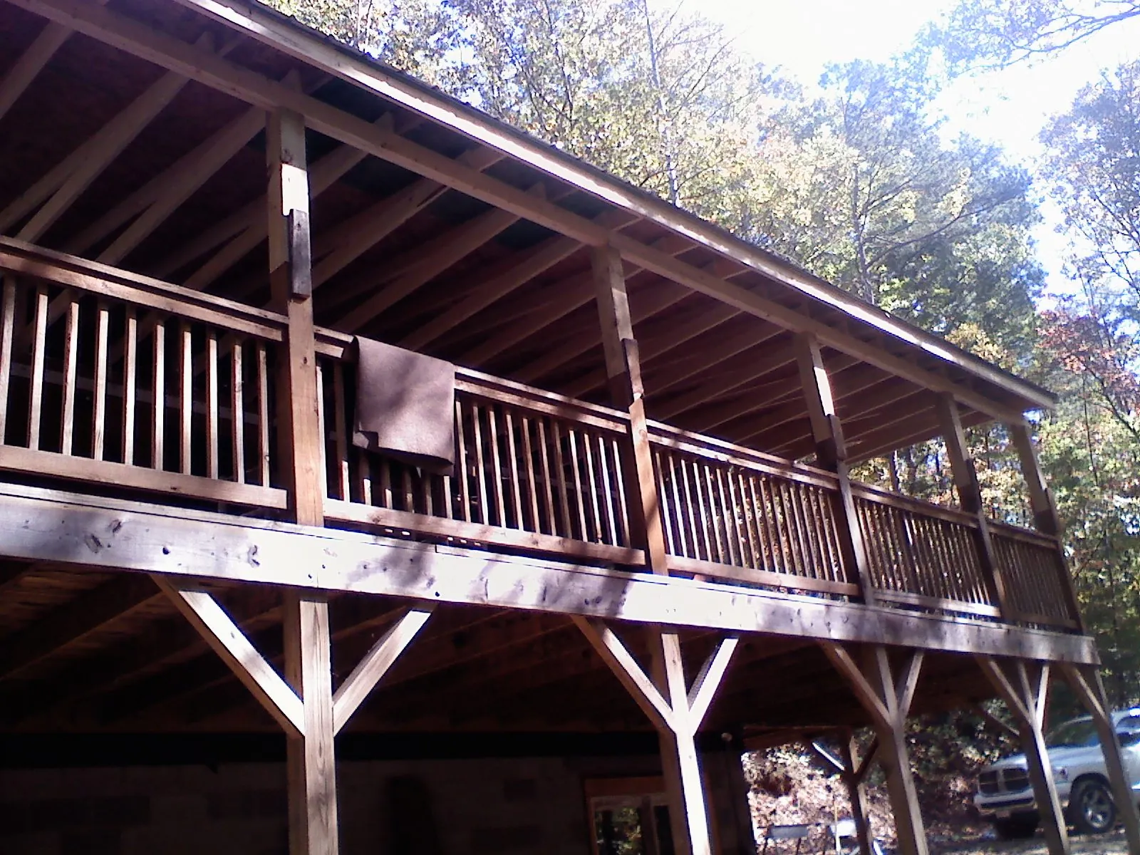 Timber framing under a new elevated porch and deck — Roof Leak Repair in Mifflintown by Roofing Brothers